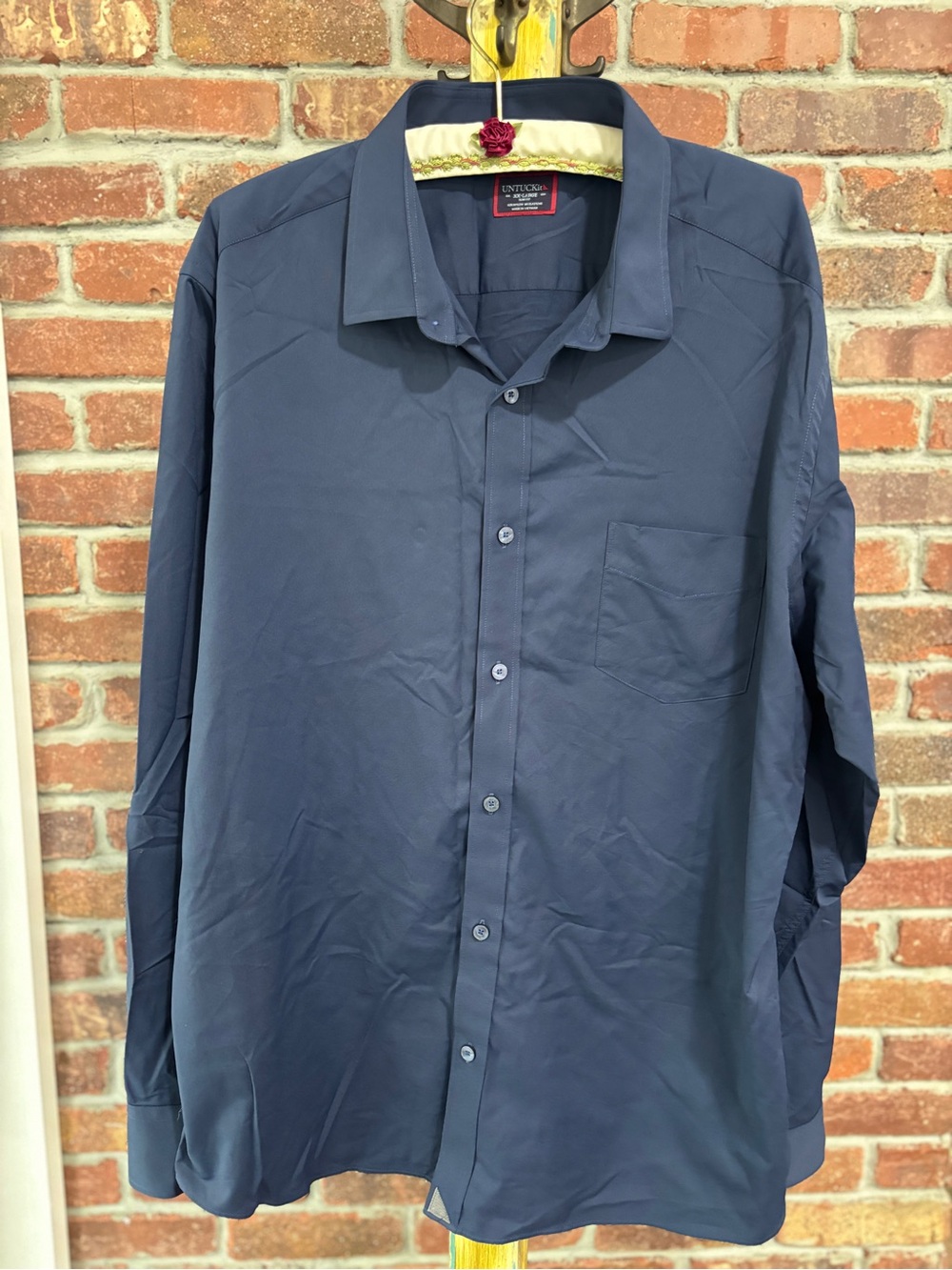 Untuckit Men's Navy Long-Sleeve Slim Fit Button-Down Shirt